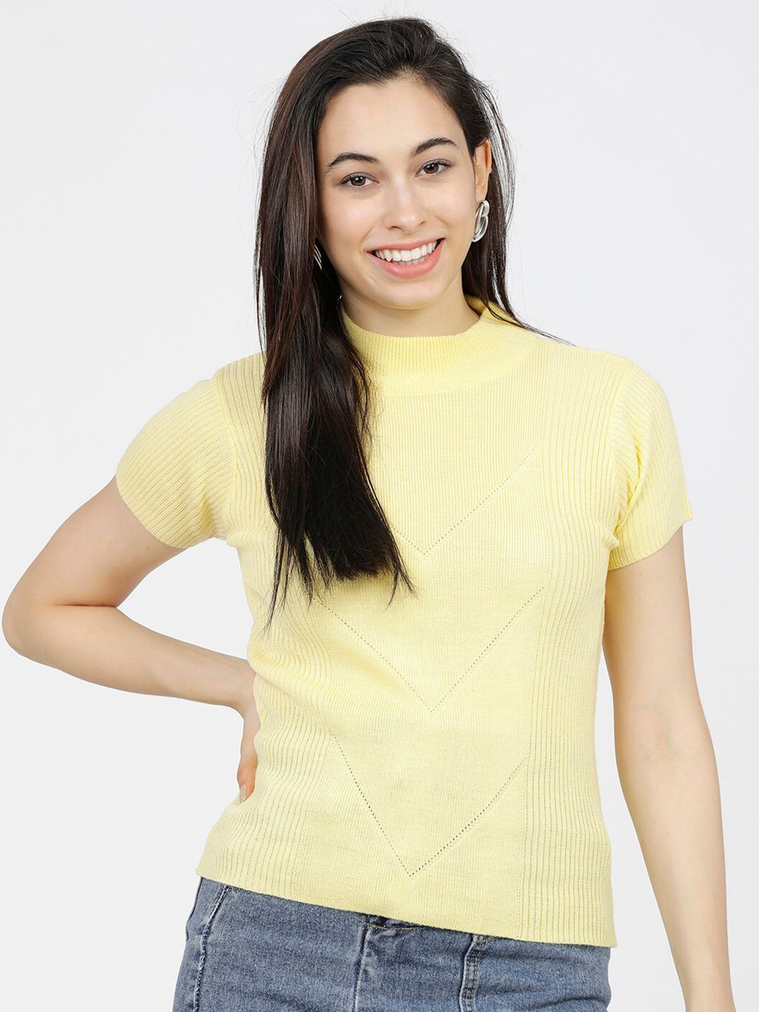 Tokyo Talkies Women Yellow Pullover Sweater Price in India