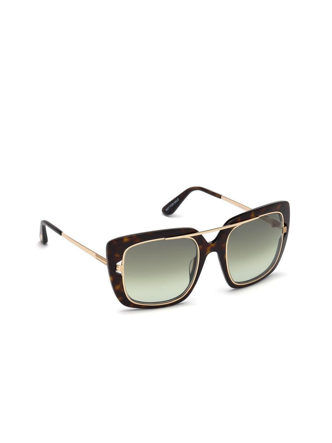 Tom Ford Women Grey Lens & Gold-Toned Square Sunglasses - FT0619 52 52P-Brown Price in India