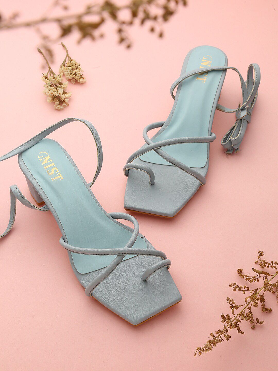 GNIST Blue Block Sandals with Bows Price in India
