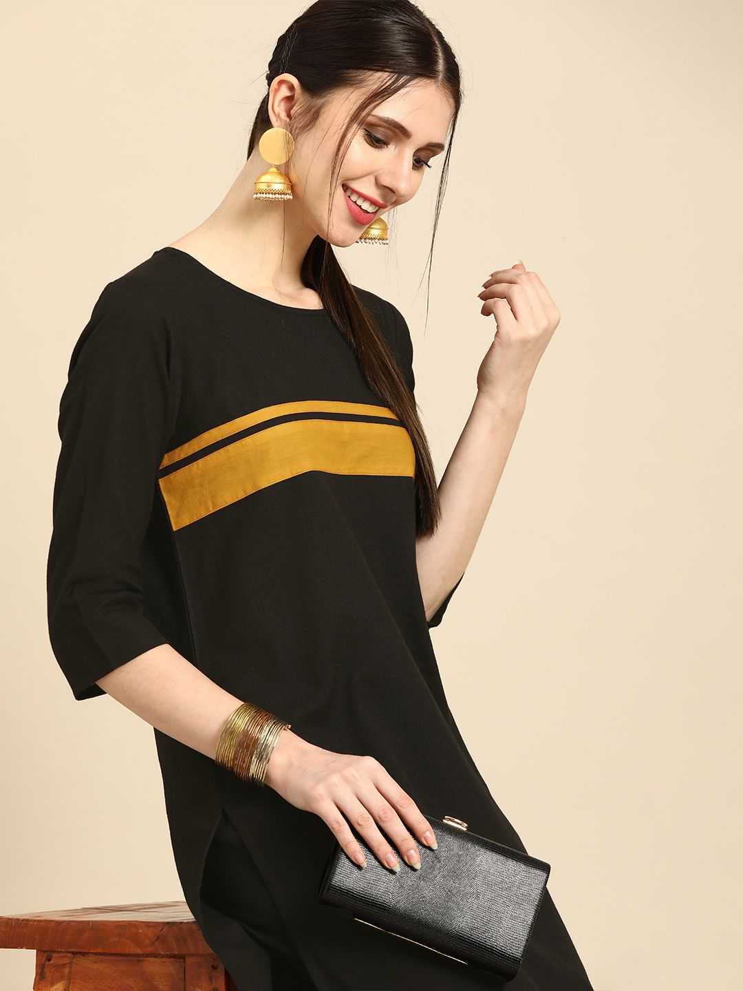 Anouk Women Black Kurta with Trousers