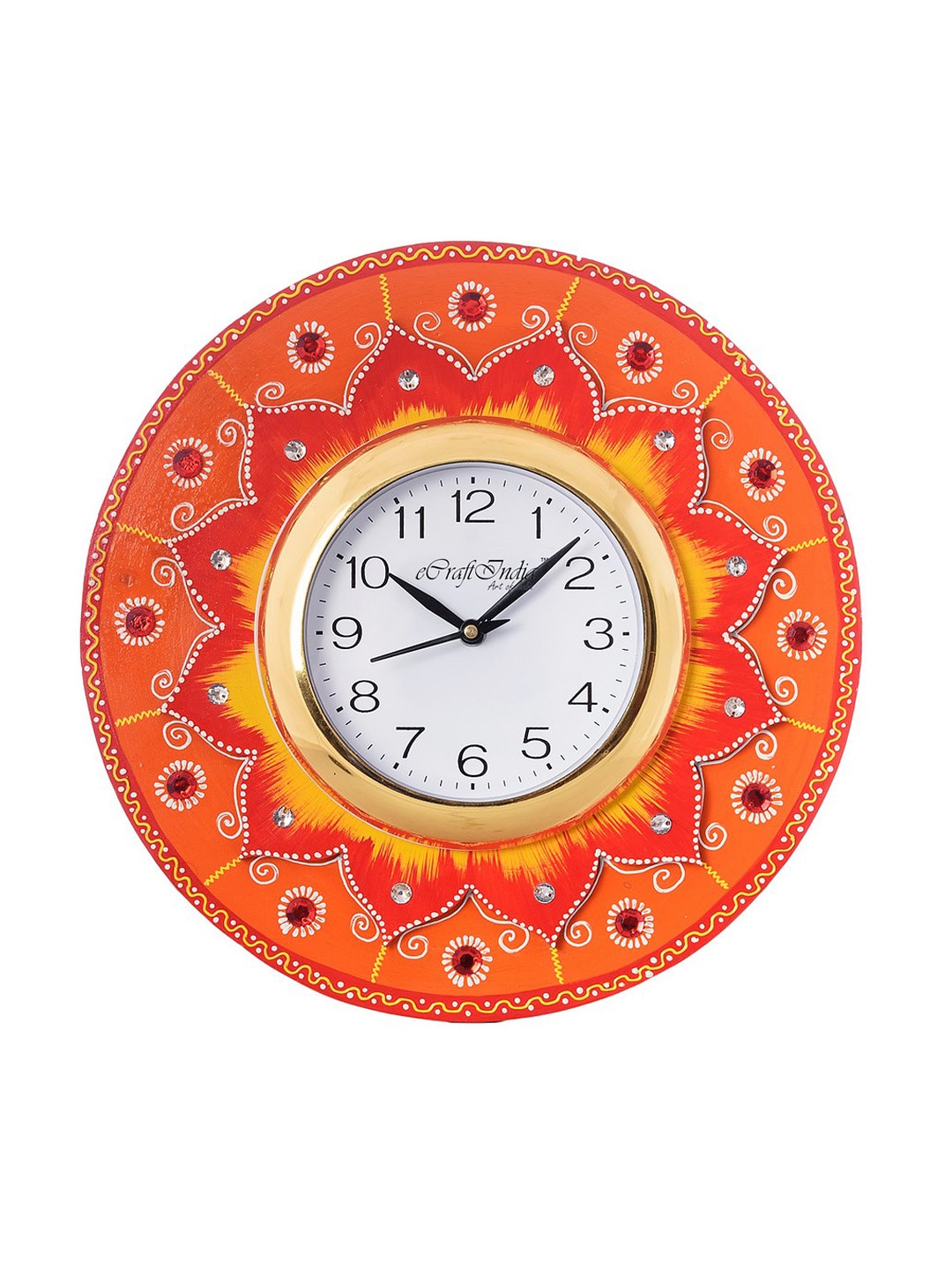 eCraftIndia White Dial Crystal-Studded 30.48 cm Handcrafted Analogue Wall Clock Price in India