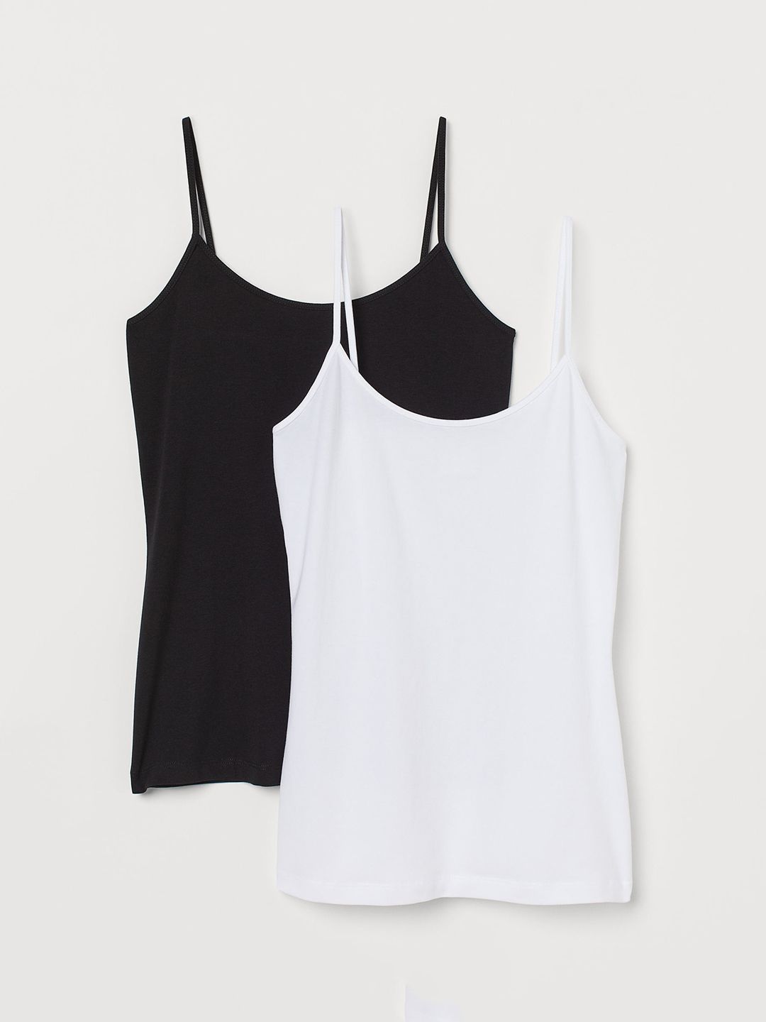 H&M White & Black 2-Pack Jersey Strappy Tops Price in India