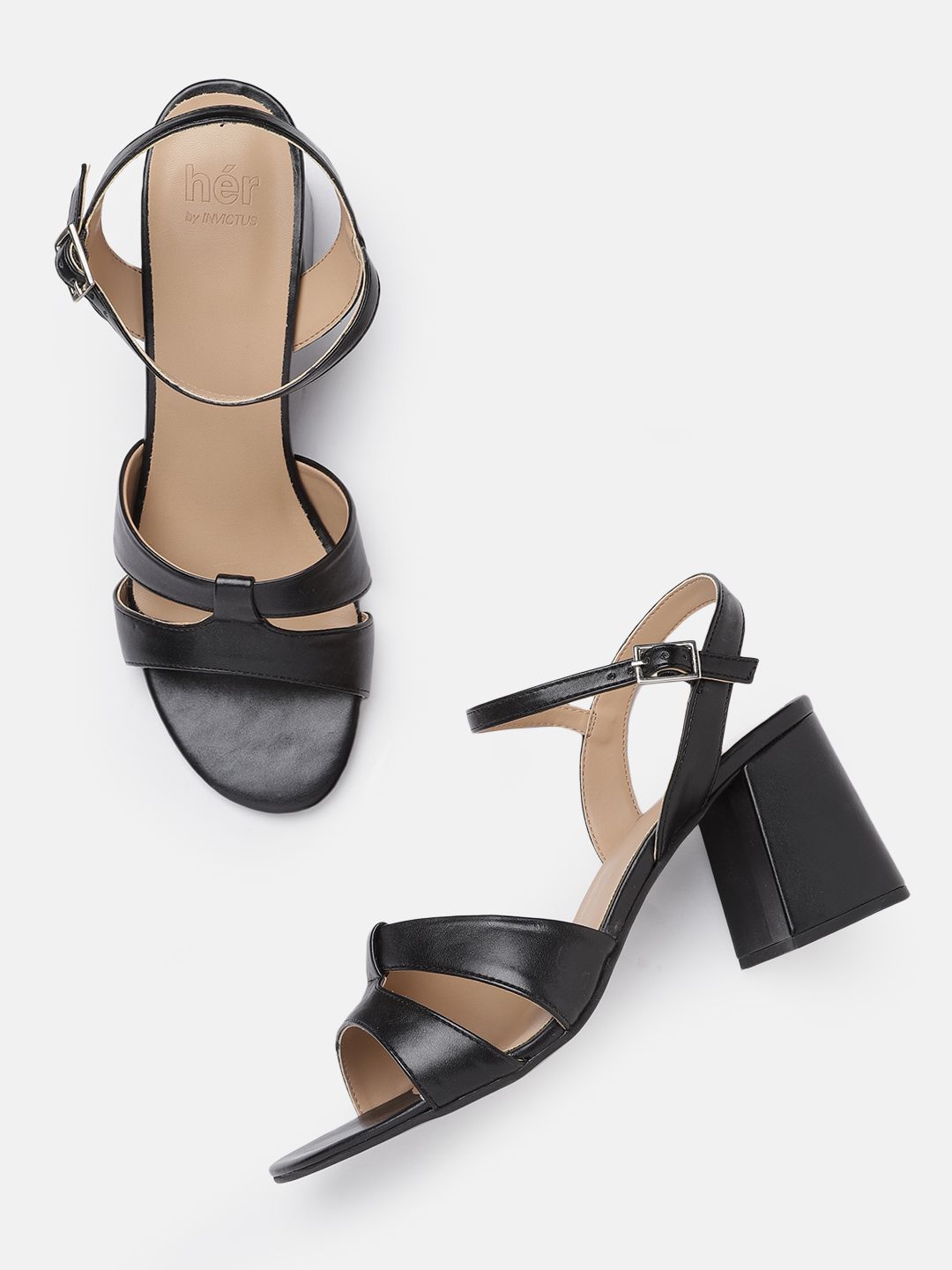 her by invictus Black Block Sandals Price in India