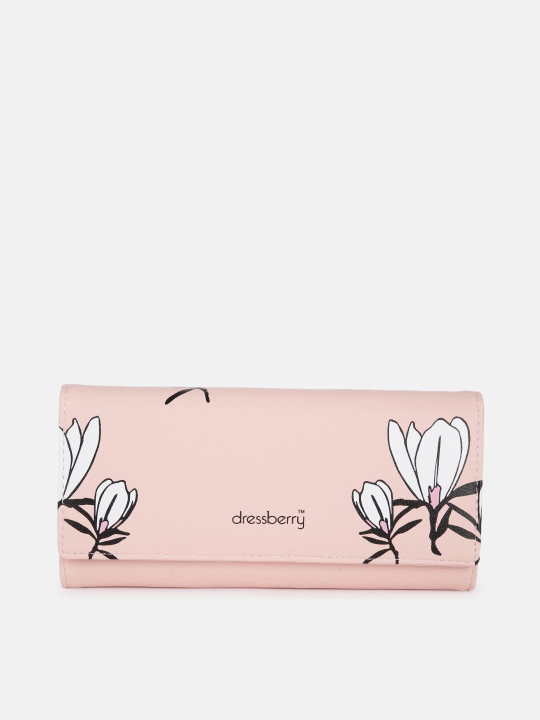 DressBerry Women Pink Printed PU Three Fold Wallet Price in India