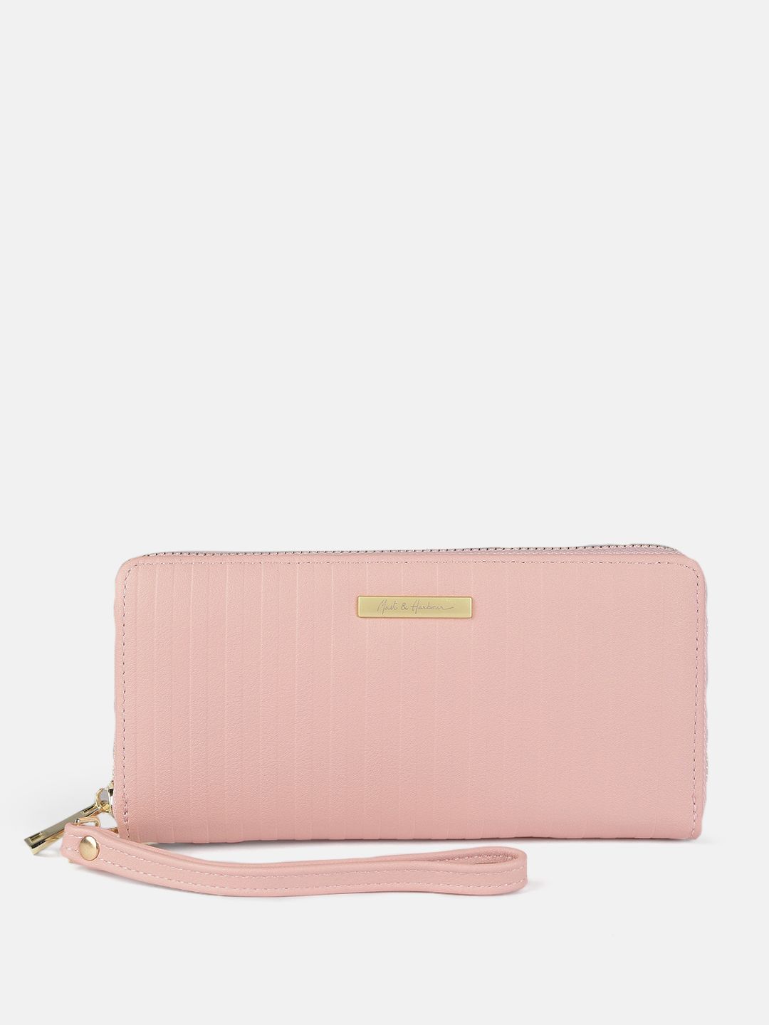 Mast & Harbour Women Pink PU Zip Around Wallet with Wrist Loop Price in India