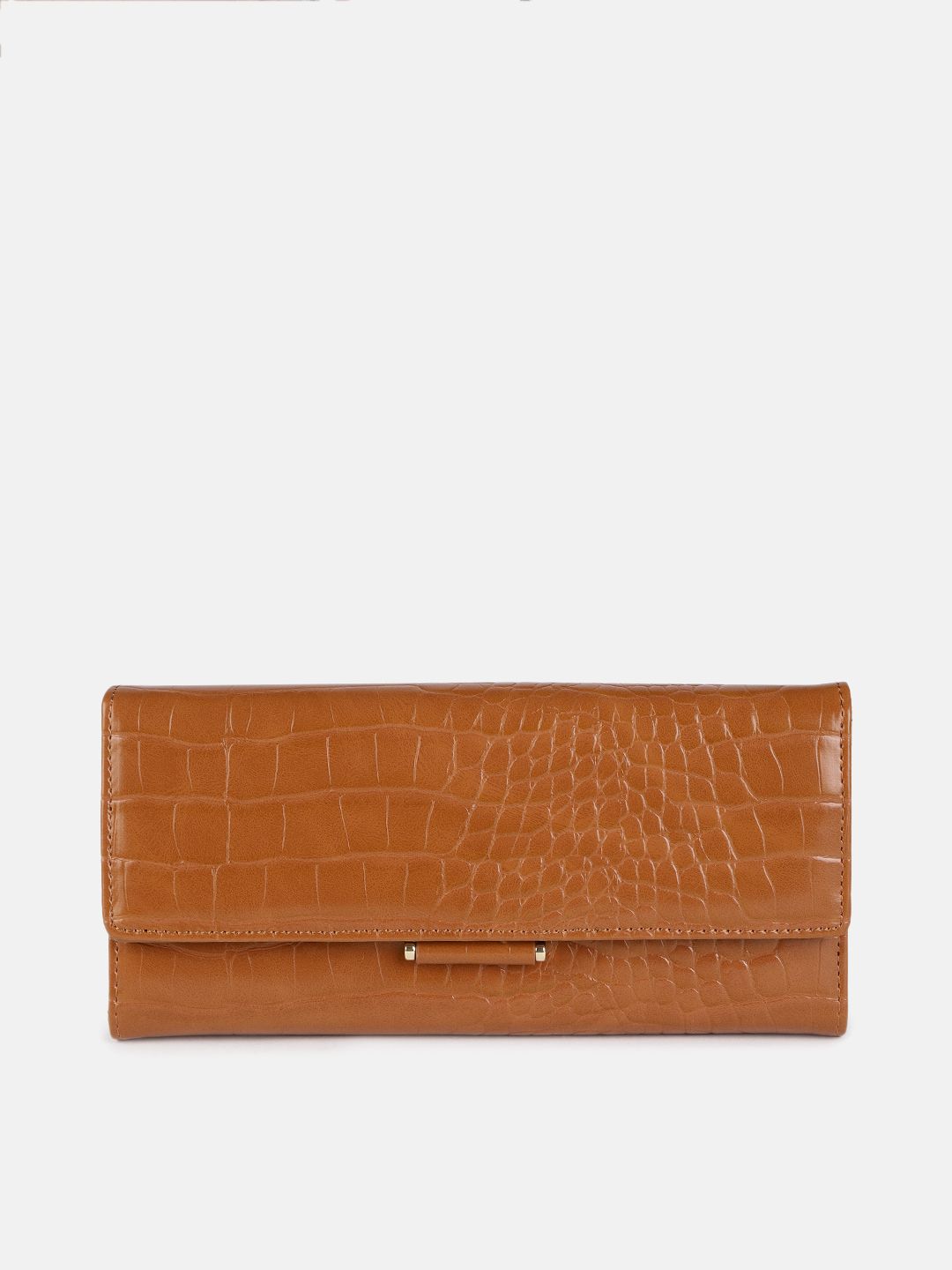 Mast & Harbour Women Tan Textured PU Three Fold Wallet Price in India