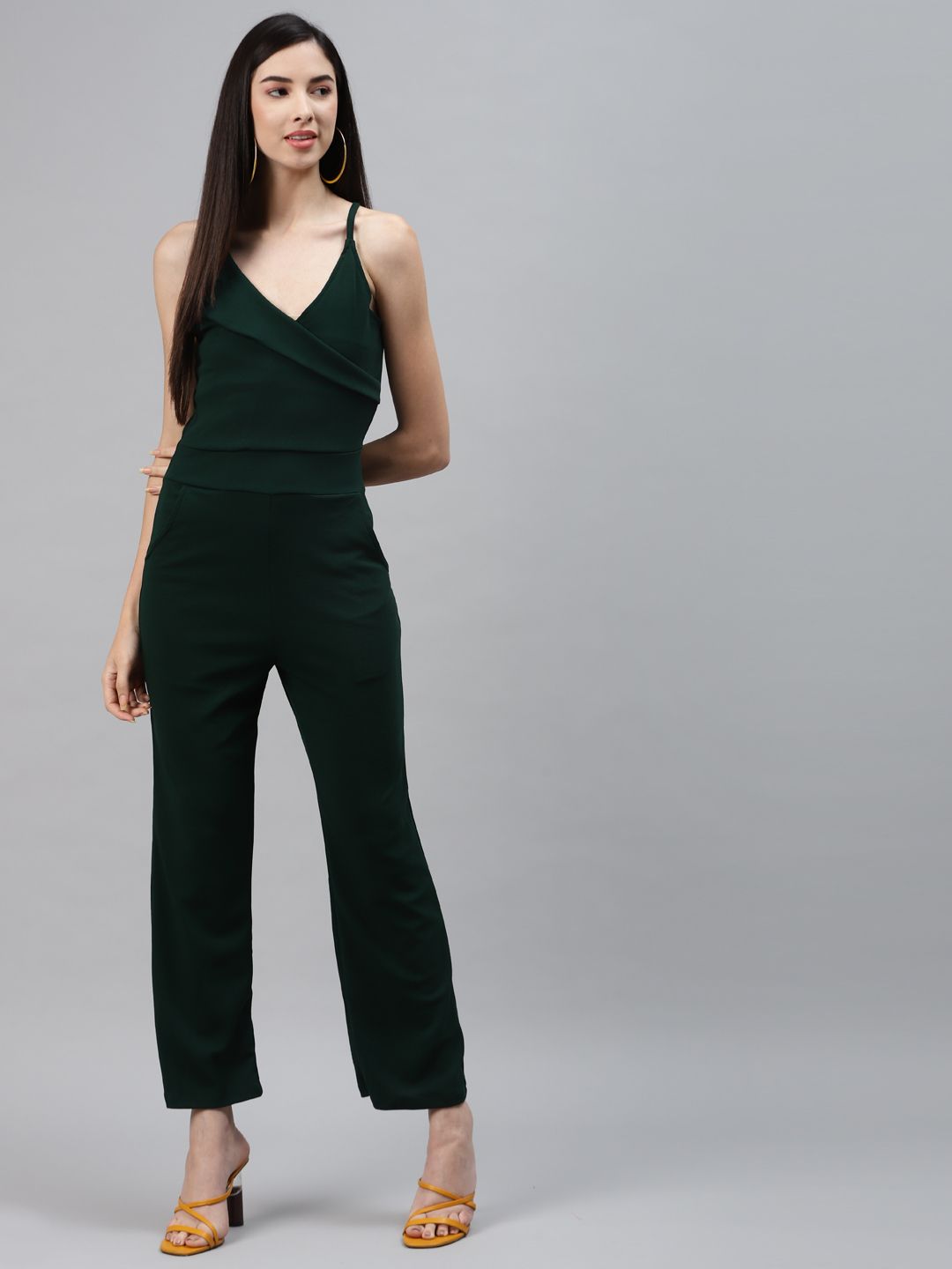 Sasimo Green Sleeveless Basic Jumpsuit Price in India