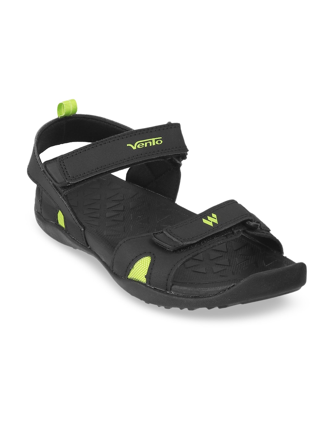 Vento Unisex Black & Green Solid Sports Sandals Price in India