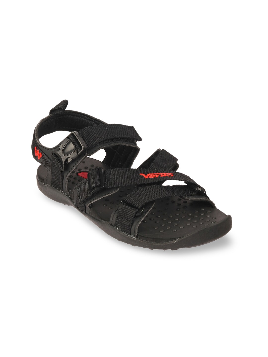 Vento Unisex Black & Red Solid Sports Sandal Price in India