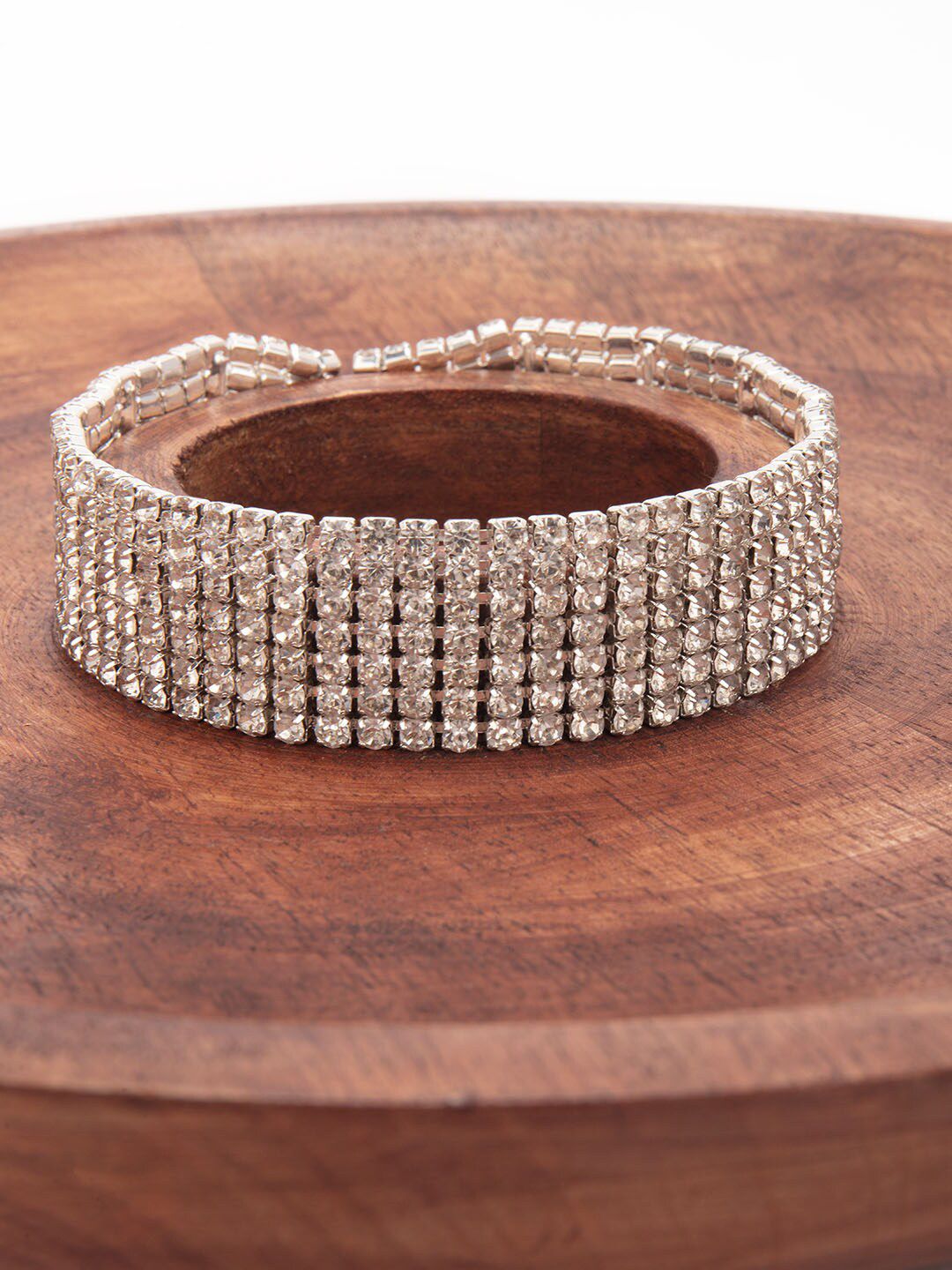 Lilly & sparkle Silver-Toned Silver Silver-Plated Diamond Studded Choker Necklace Price in India