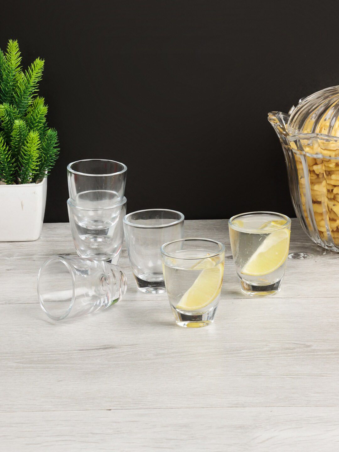 ceradeco Set Of 6 Transparent Solid Shot Glasses Price in India