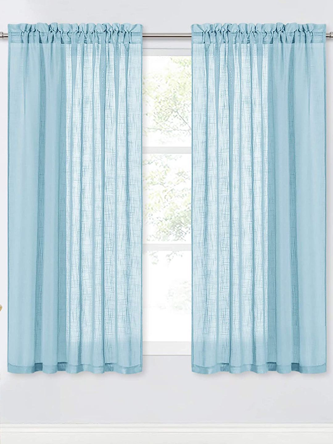 URBAN SPACE Turquoise Blue Set of 2 Window Curtains Price in India