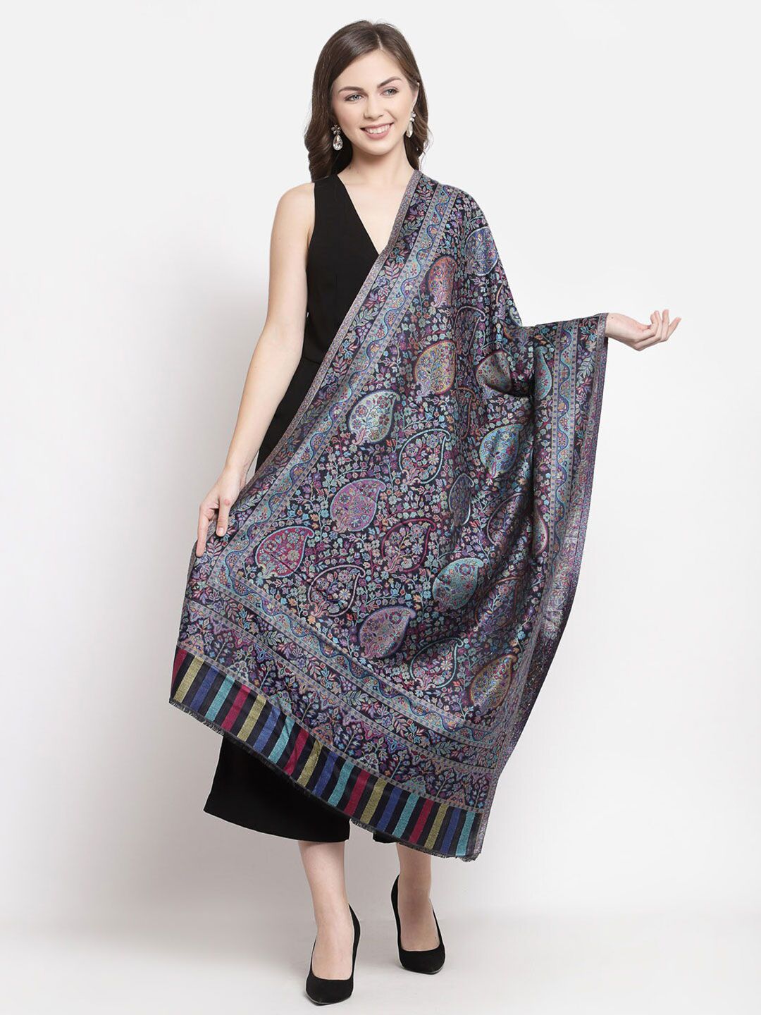 Pashtush Women Blue & Red Printed Stole Price in India