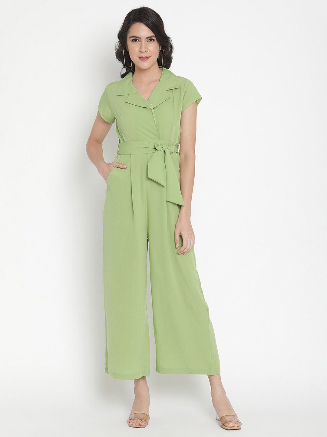 THREAD MUSTER Lime Green Basic Jumpsuit Price in India