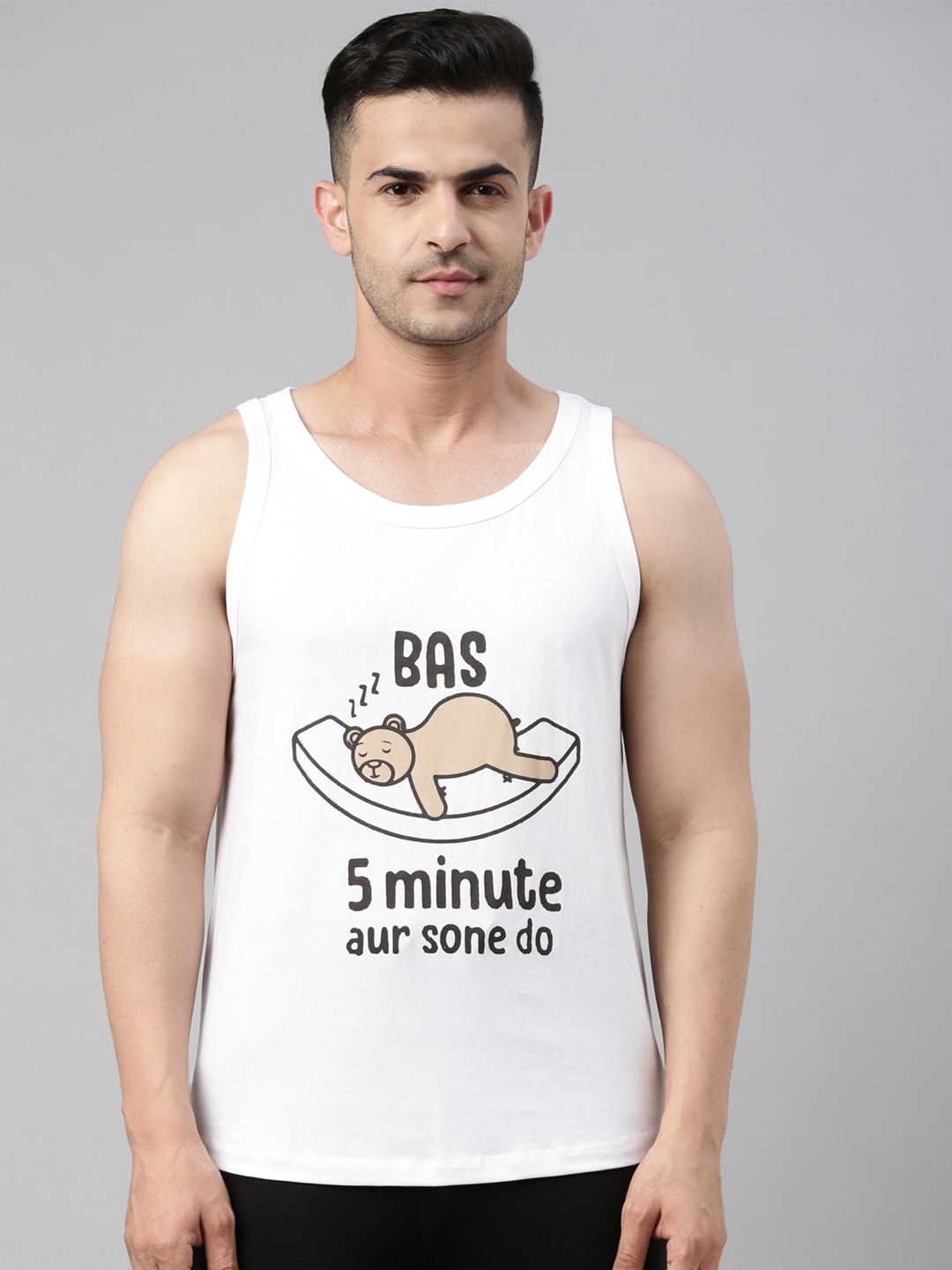 Bushirt Men White Printed Pure Cotton T-shirt