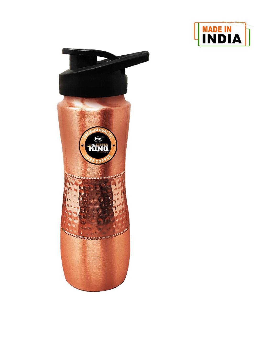 MR. COPPER KING Copper-Toned & Black Solid Pure Copper Water Bottle Price in India