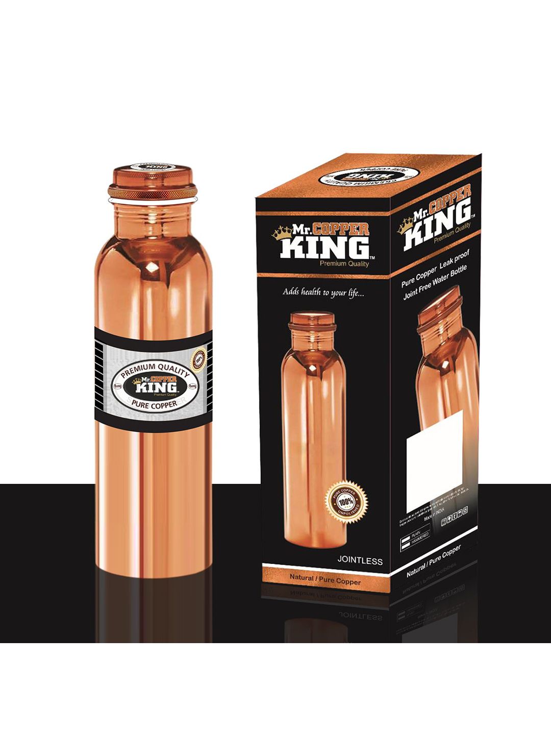 MR. COPPER KING Copper-Toned Solid Water Bottle Price in India