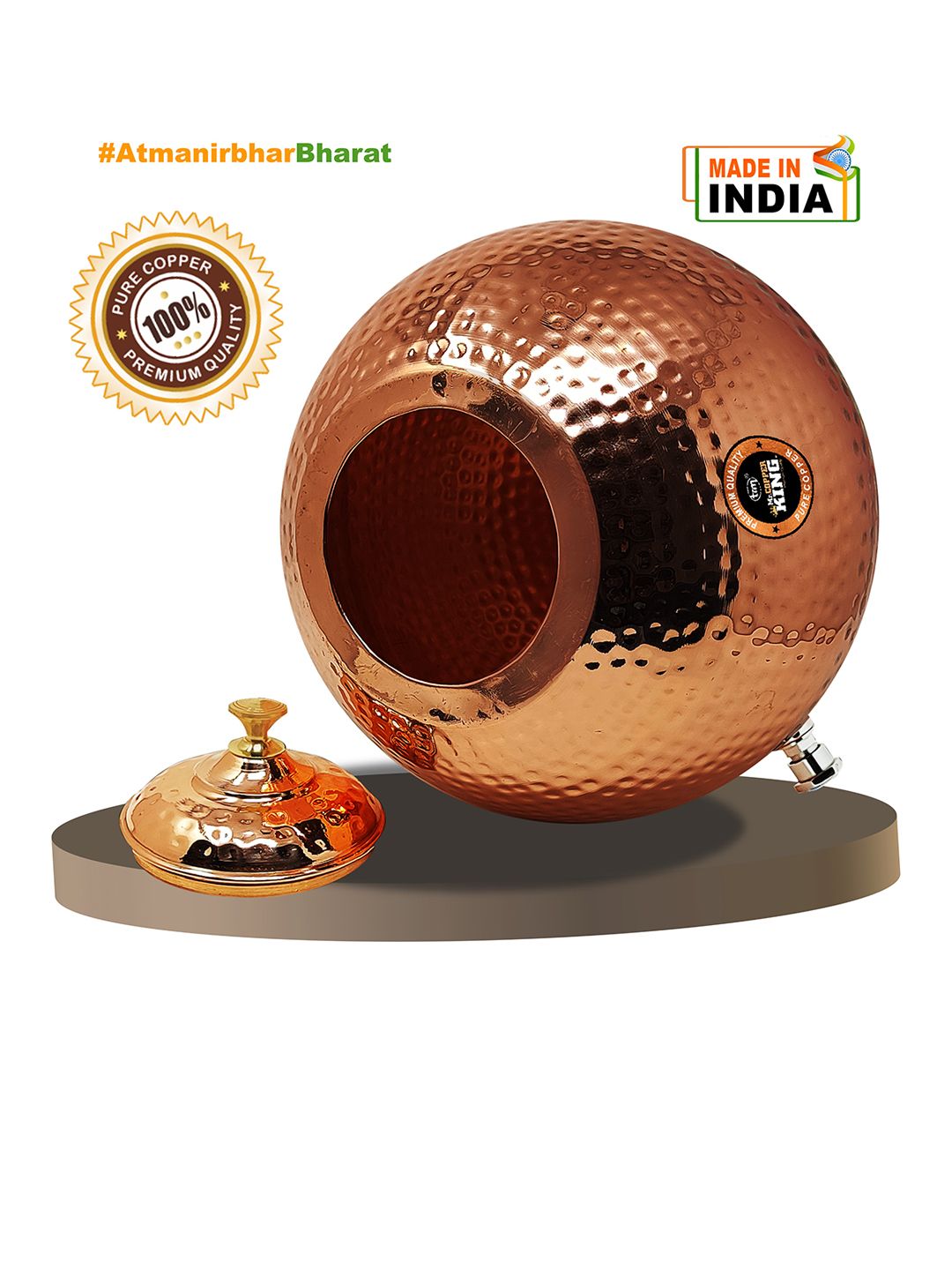 MR. COPPER KING Copper-Toned Hammered Textured Water Matka Price in India