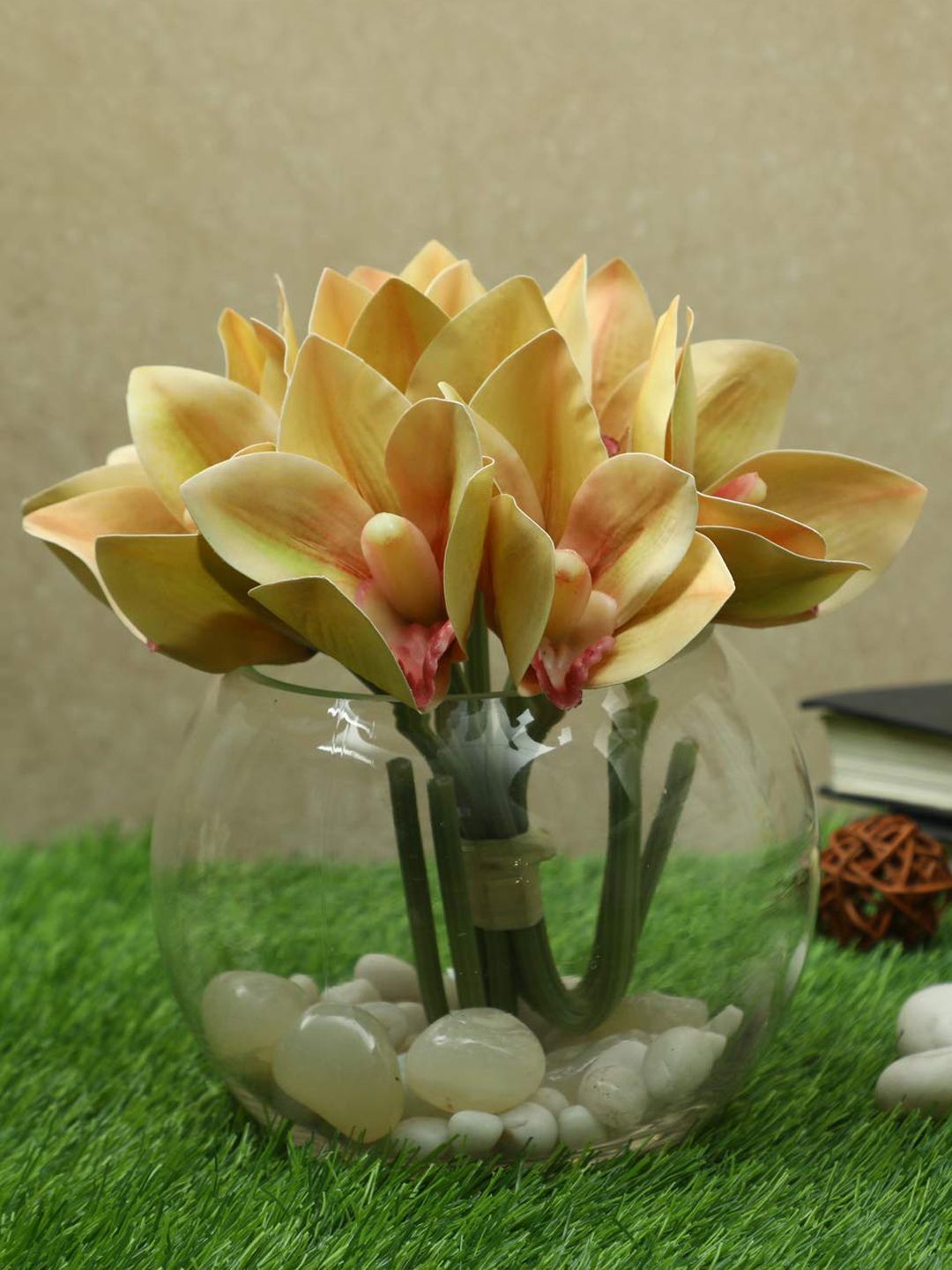 PolliNation 1 Pcs Artificial Brown Cymbidium Orchid Bunch Price in India