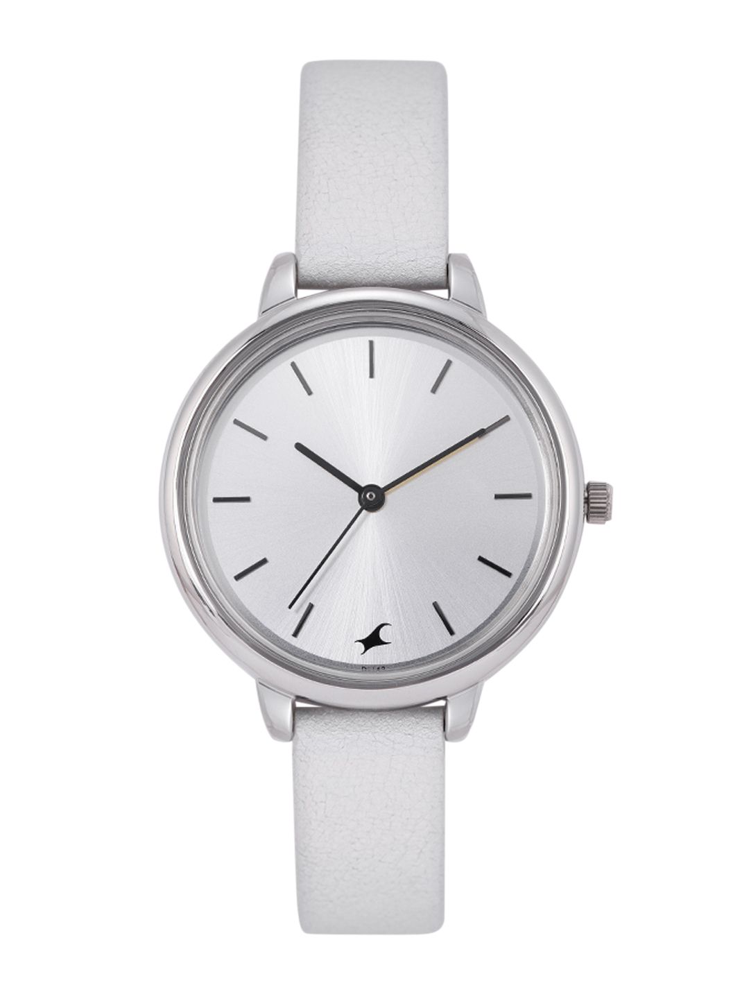 Fastrack Women Grey Brass Dial & Silver Toned Leather Straps Analogue Watch 6234SL01 Price in India