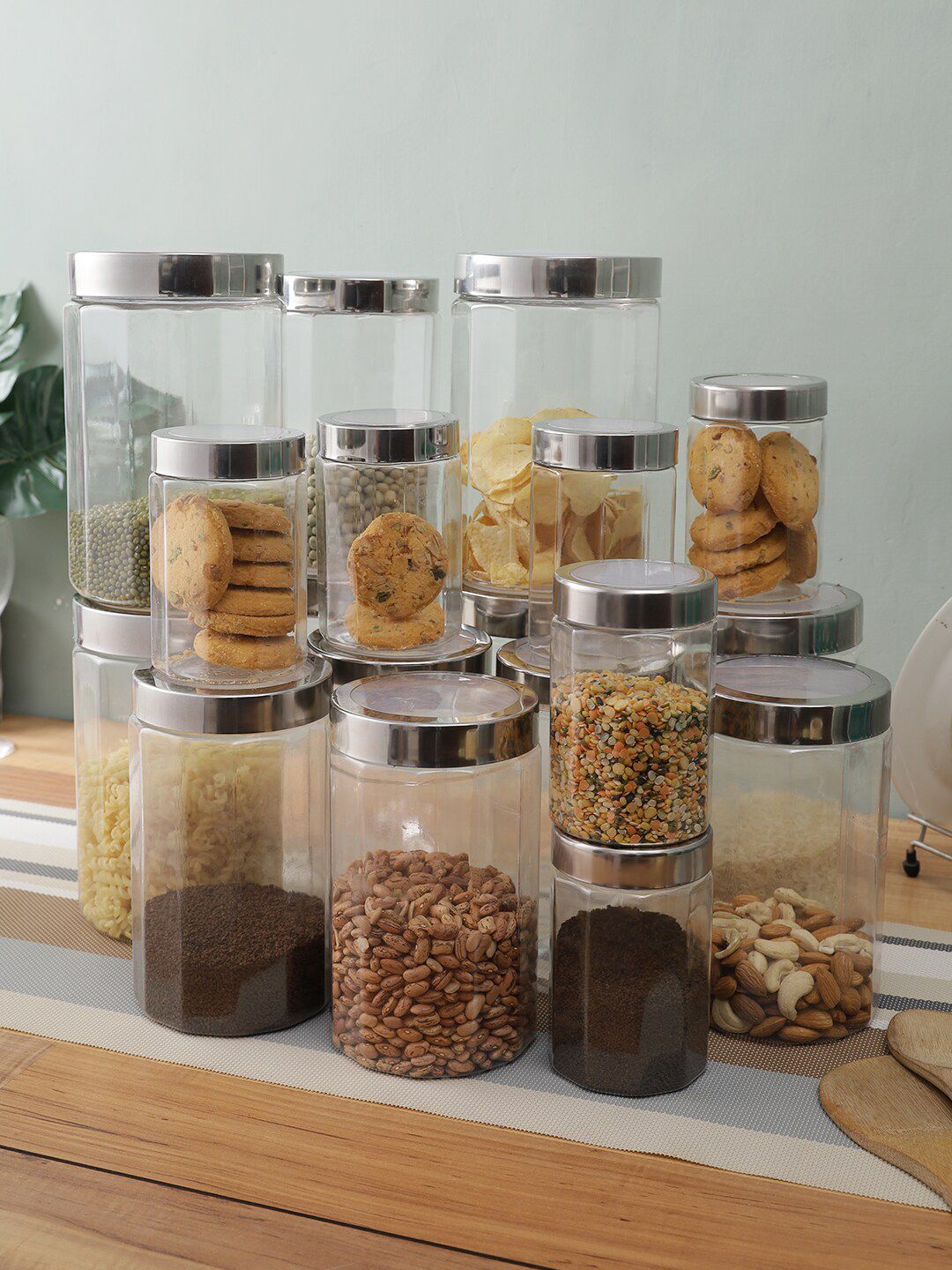 Abode Set Of 18 Transparent Solid Plastic Food Containers Price in India