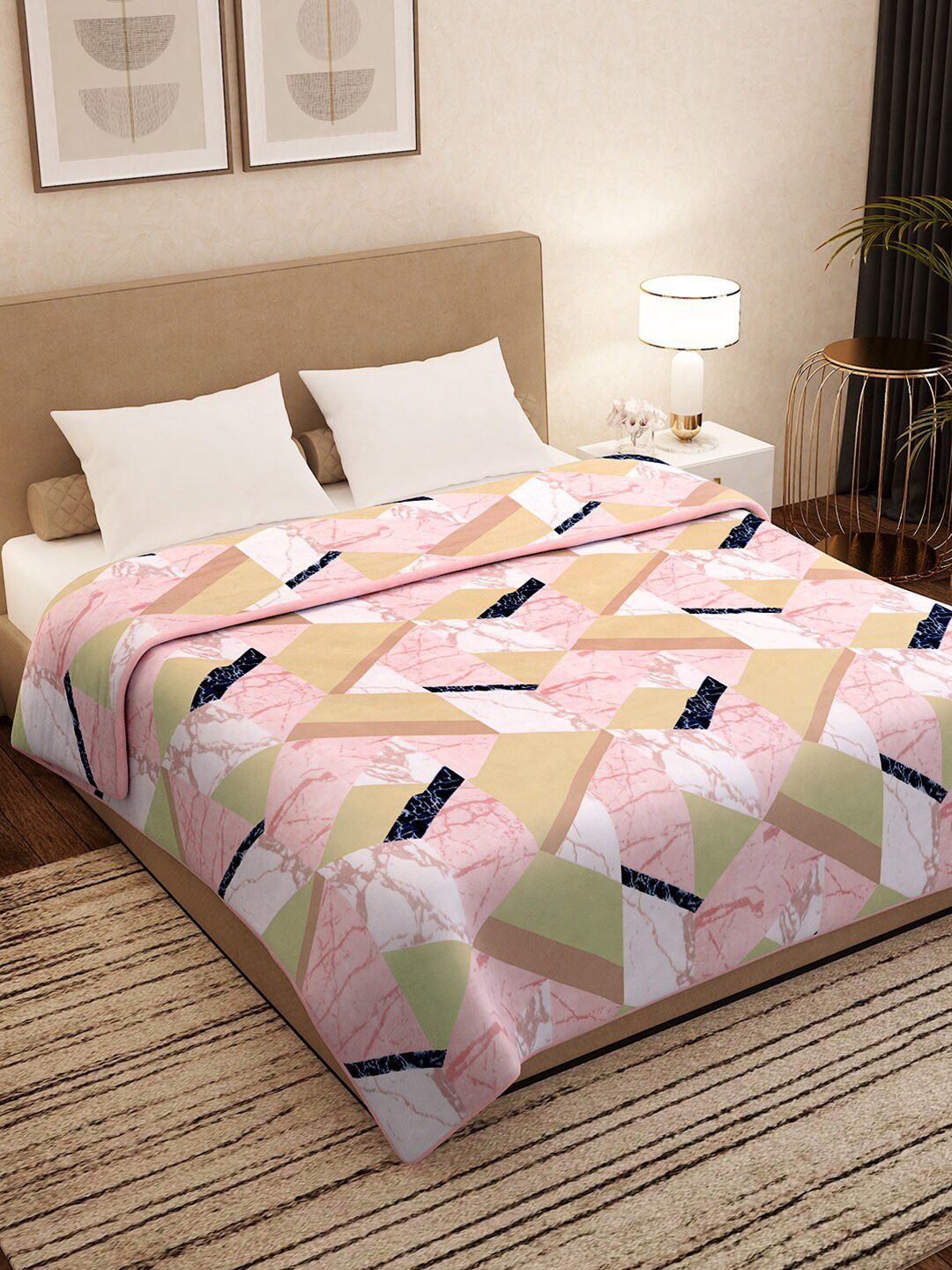 Story@home Pink & Brown AC Room 400 GSM Double Bed Blanket Price in India