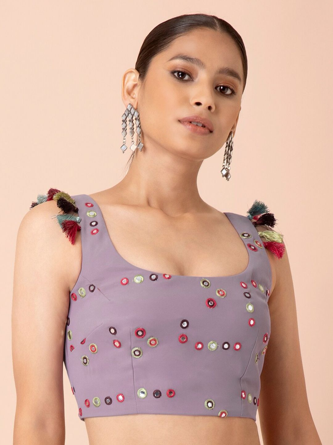Indya X Payal Singhal Lavender Mirror Work Bustier Top