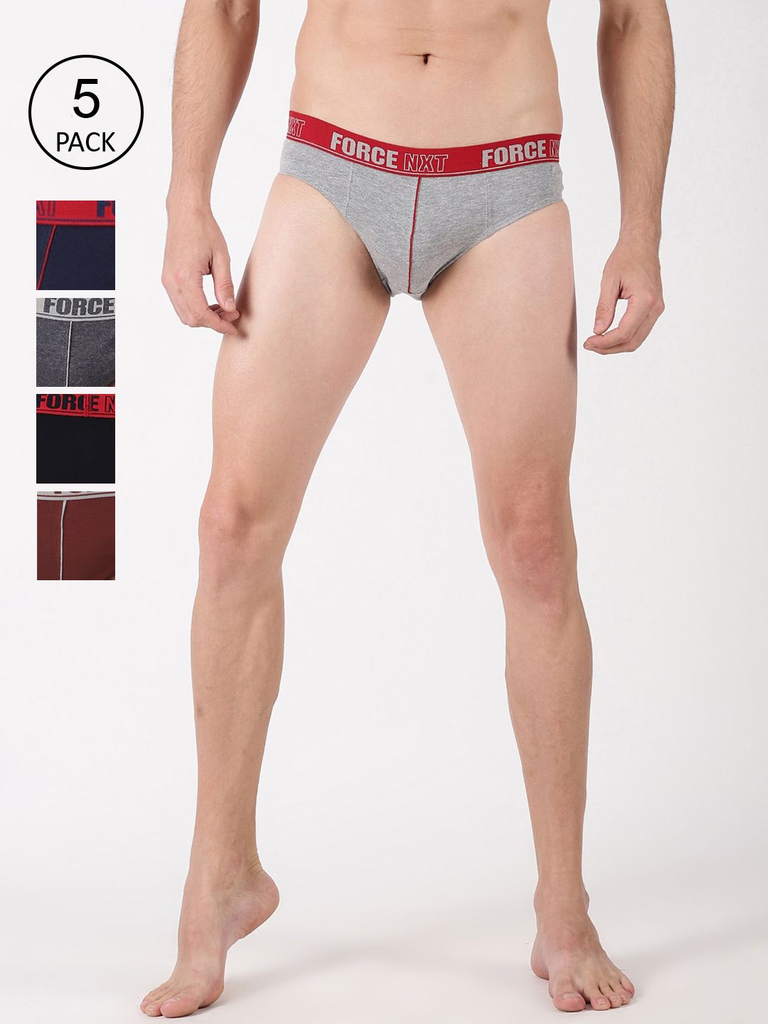 Force NXT Pack Of 5 Men Super Combed Cotton Solid Brief