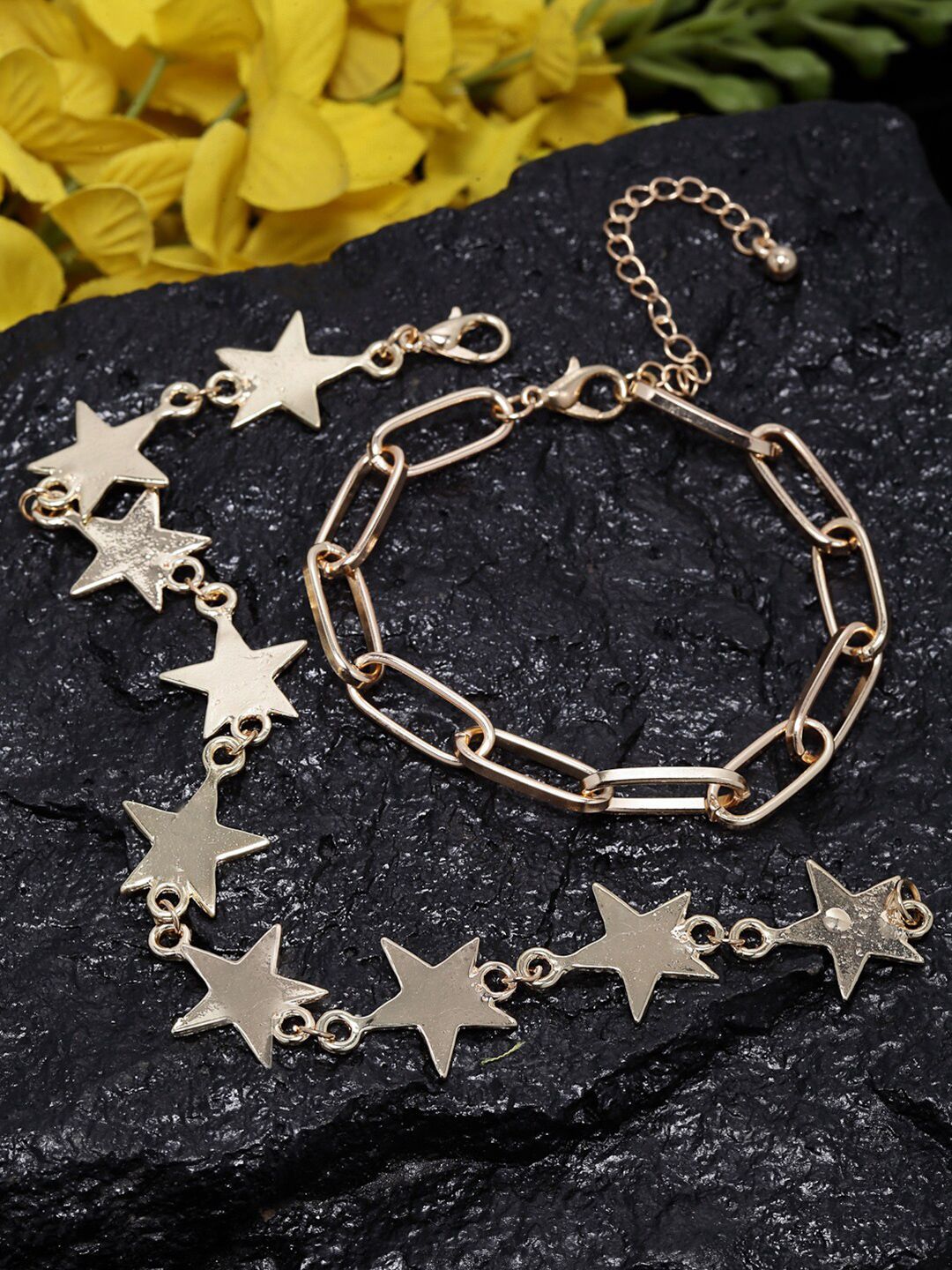 Ferosh Set of 2 Women Gold-Toned Charm Bracelet Price in India