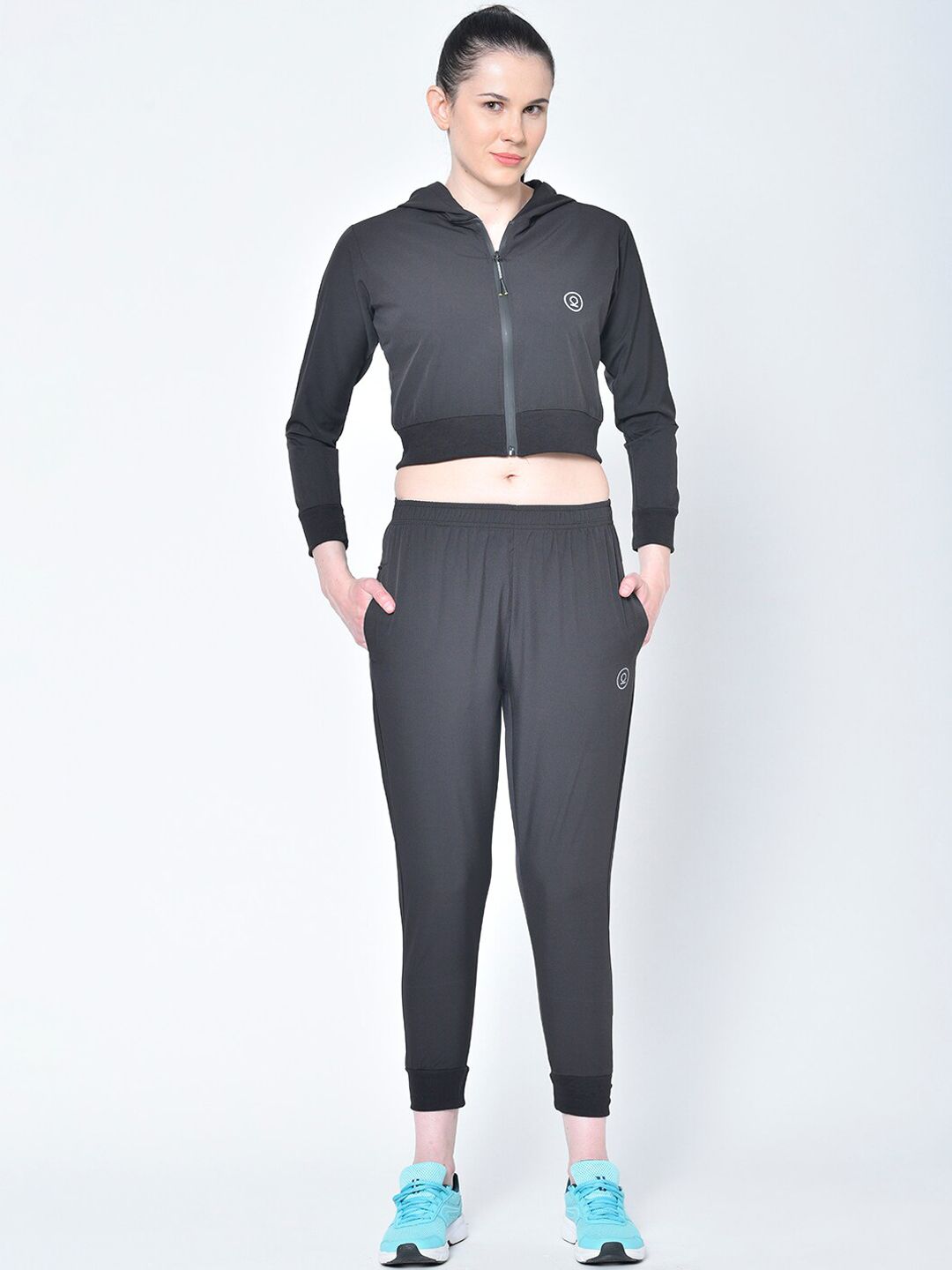 Chkokko Women Black Solid Training Tracksuit Price in India