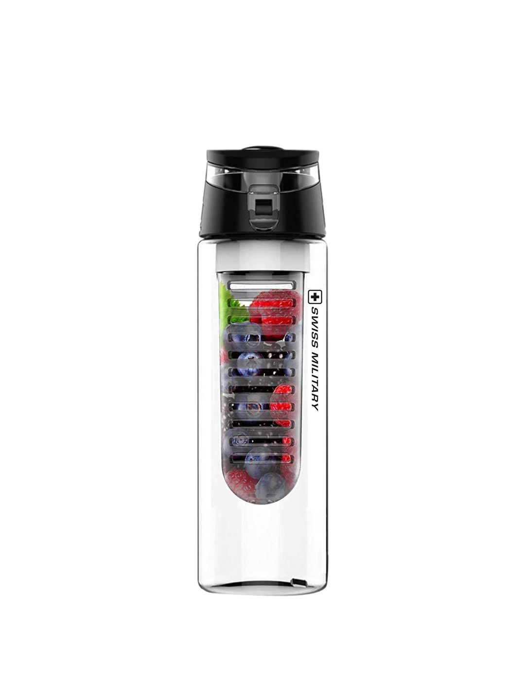 SWISS MILITARY Transparent & Black Health Infuser Bottle - 800 ml Price in India