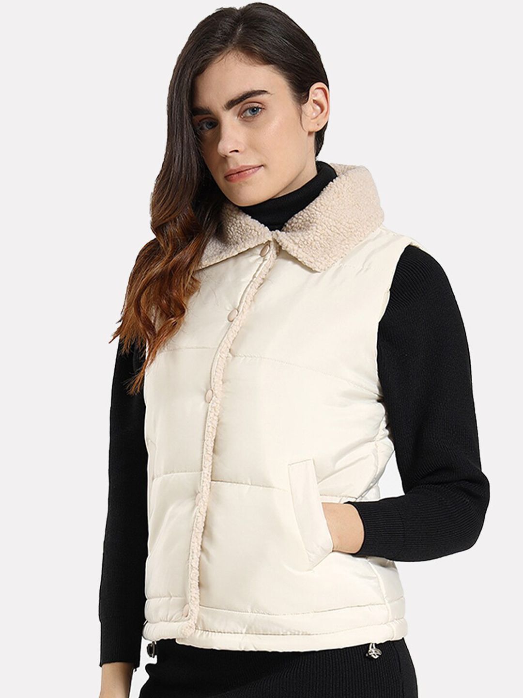 iki chic Women White Padded Jacket Price in India