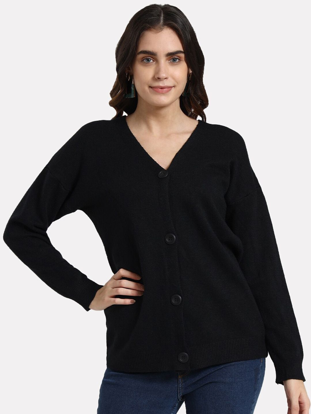 iki chic Women Black Cardigan Price in India