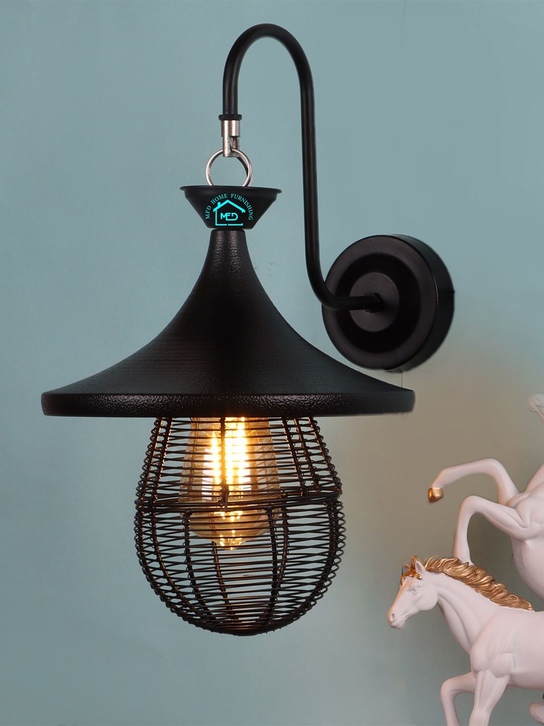 MFD HOME FURNISHING Black Quirky Wall Lamp Price in India