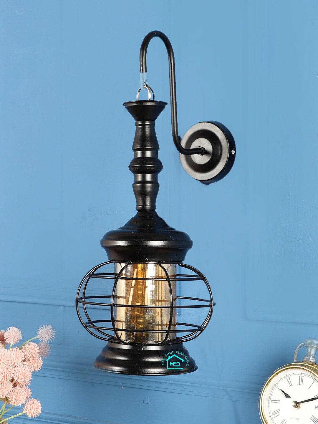 MFD HOME FURNISHING Black Quirky Wall Lamp Price in India