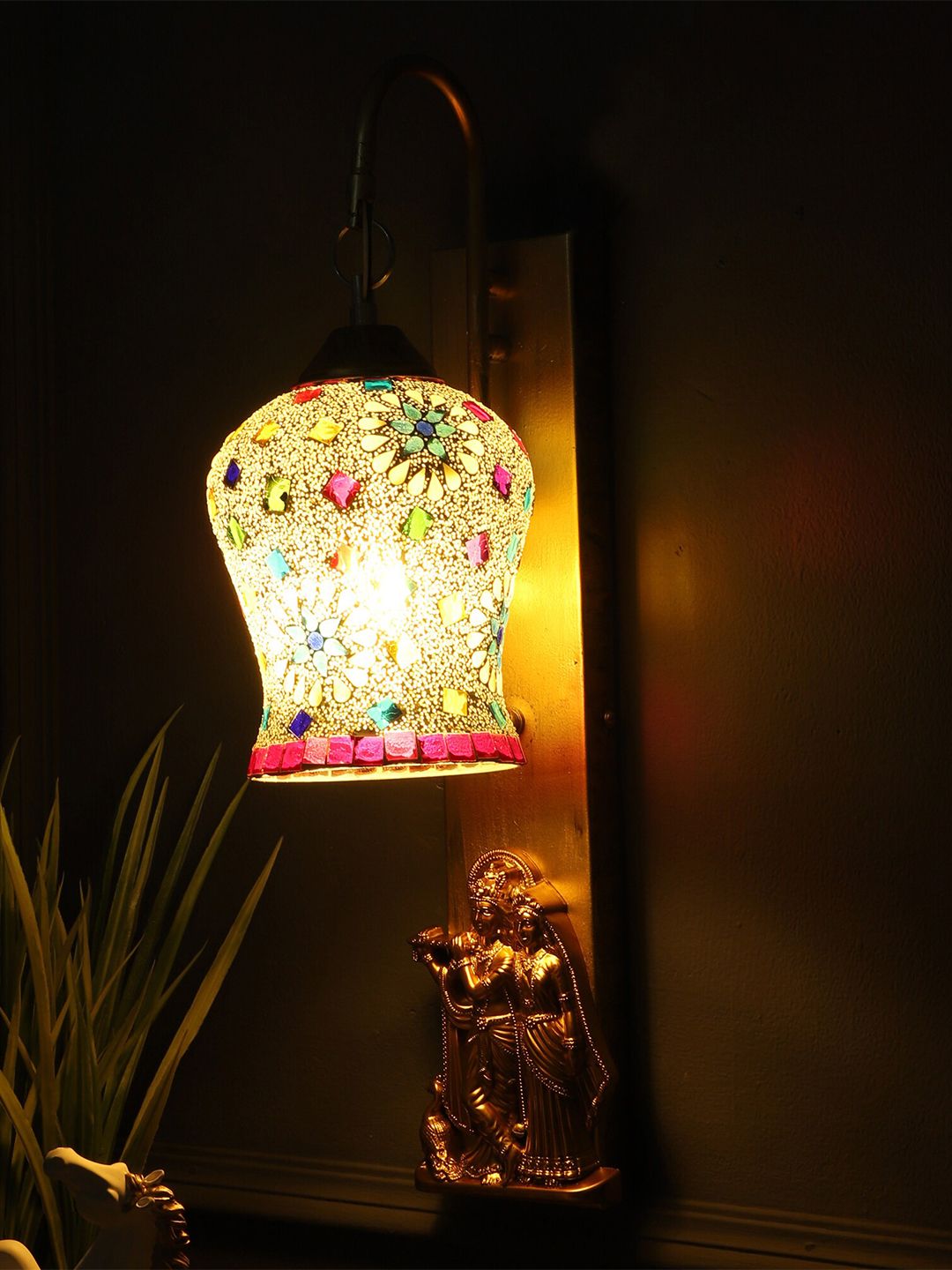 MFD HOME FURNISHING Multicoloured Textured Traditional Wall Lamp Price in India