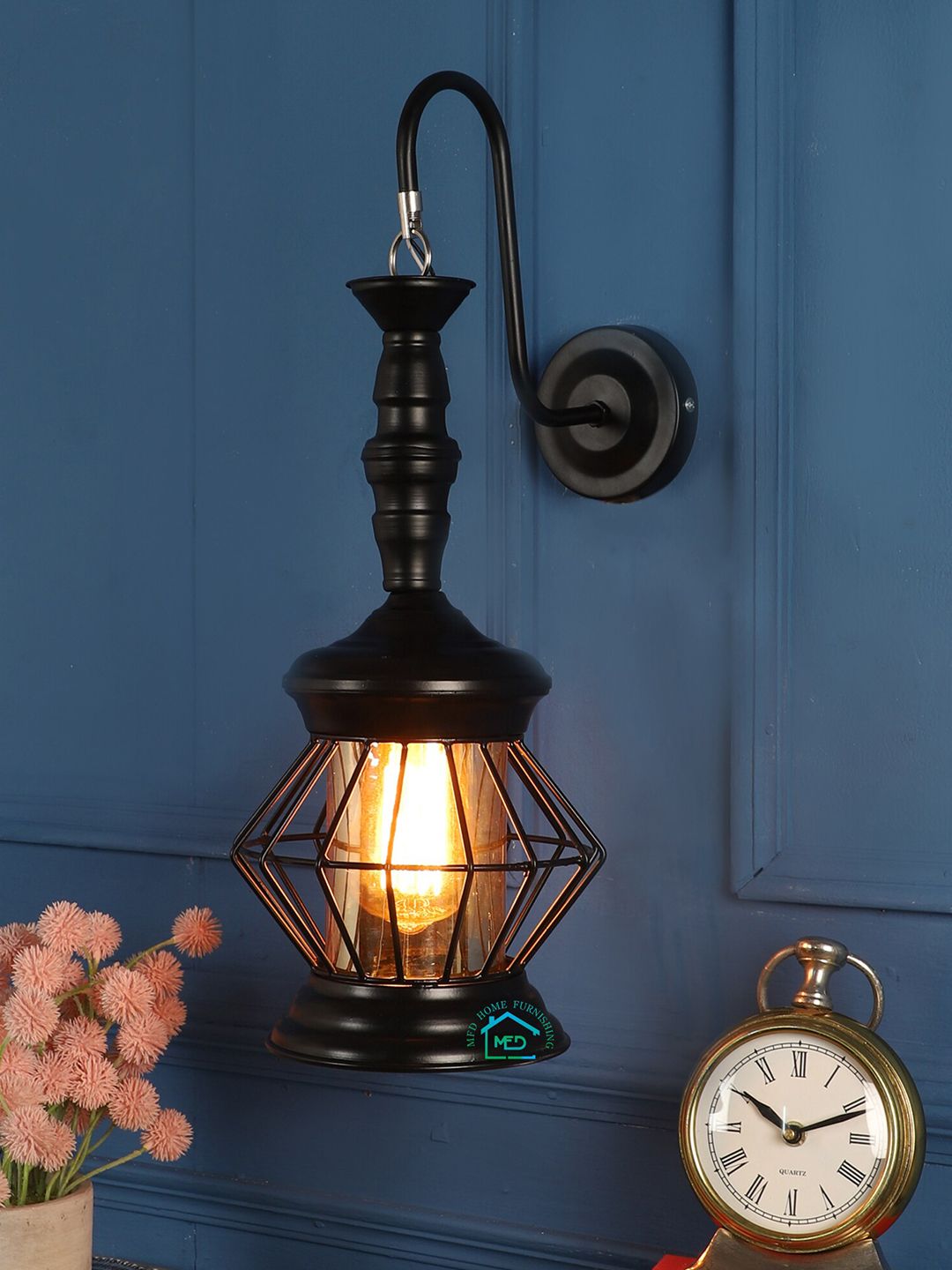MFD HOME FURNISHING Black Quirky Wall Lamp Price in India