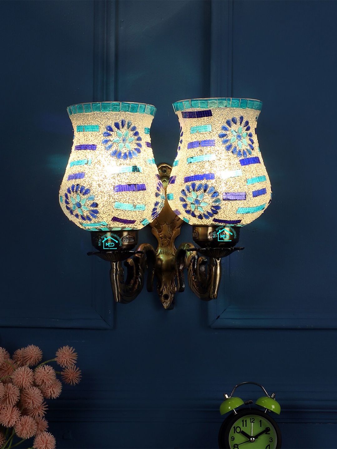 MFD HOME FURNISHING Multicoloured Floral Textured Wall Lamp Price in India