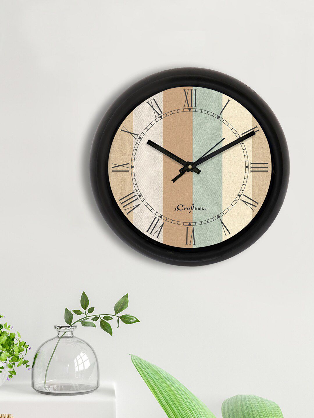 eCraftIndia Multicoloured Printed Contemporary Analogue Wall Clock Price in India