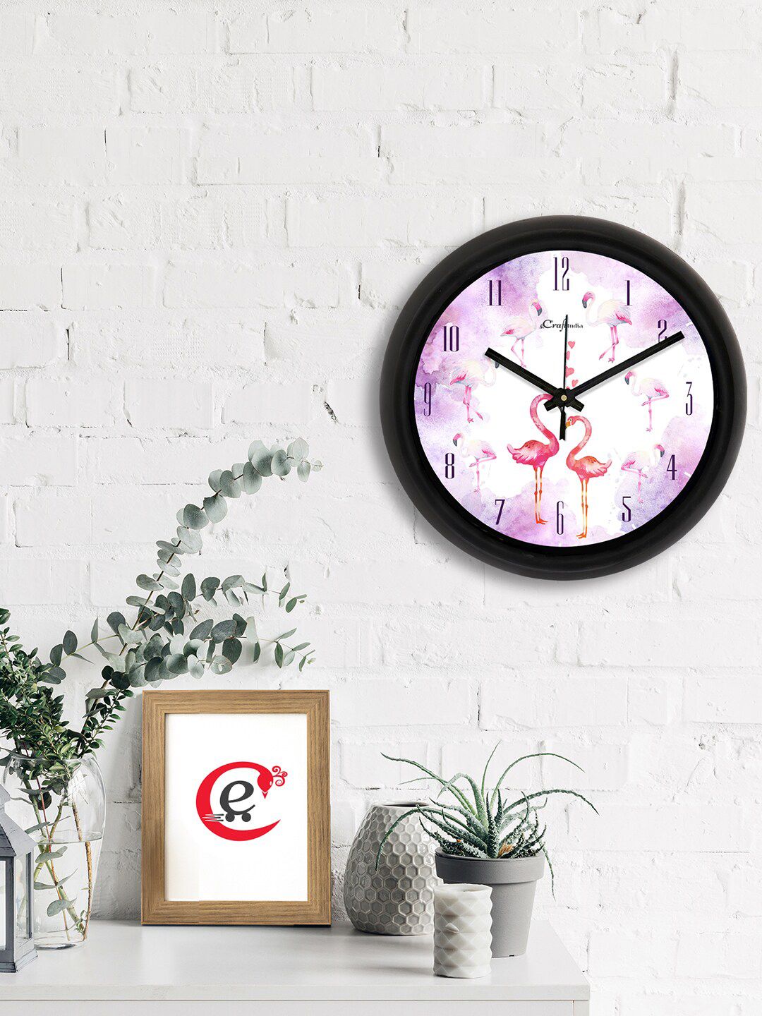 eCraftIndia White & Lavender Printed Contemporary Wall Clock Price in India