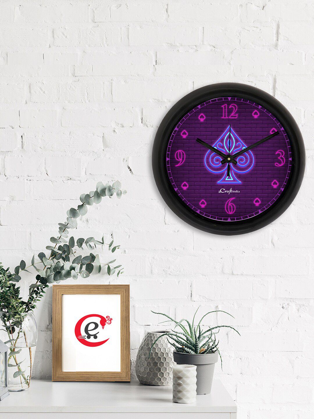 eCraftIndia Blue & Purple Printed Contemporary Wall Clock Price in India