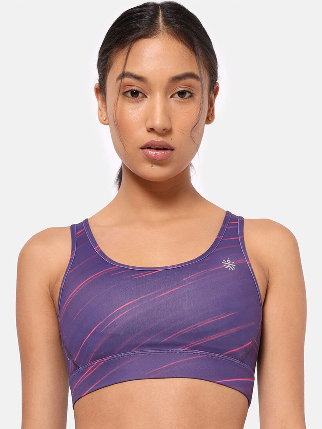 Cultsport Purple & Pink Abstract Workout Bra 601051 Price in India