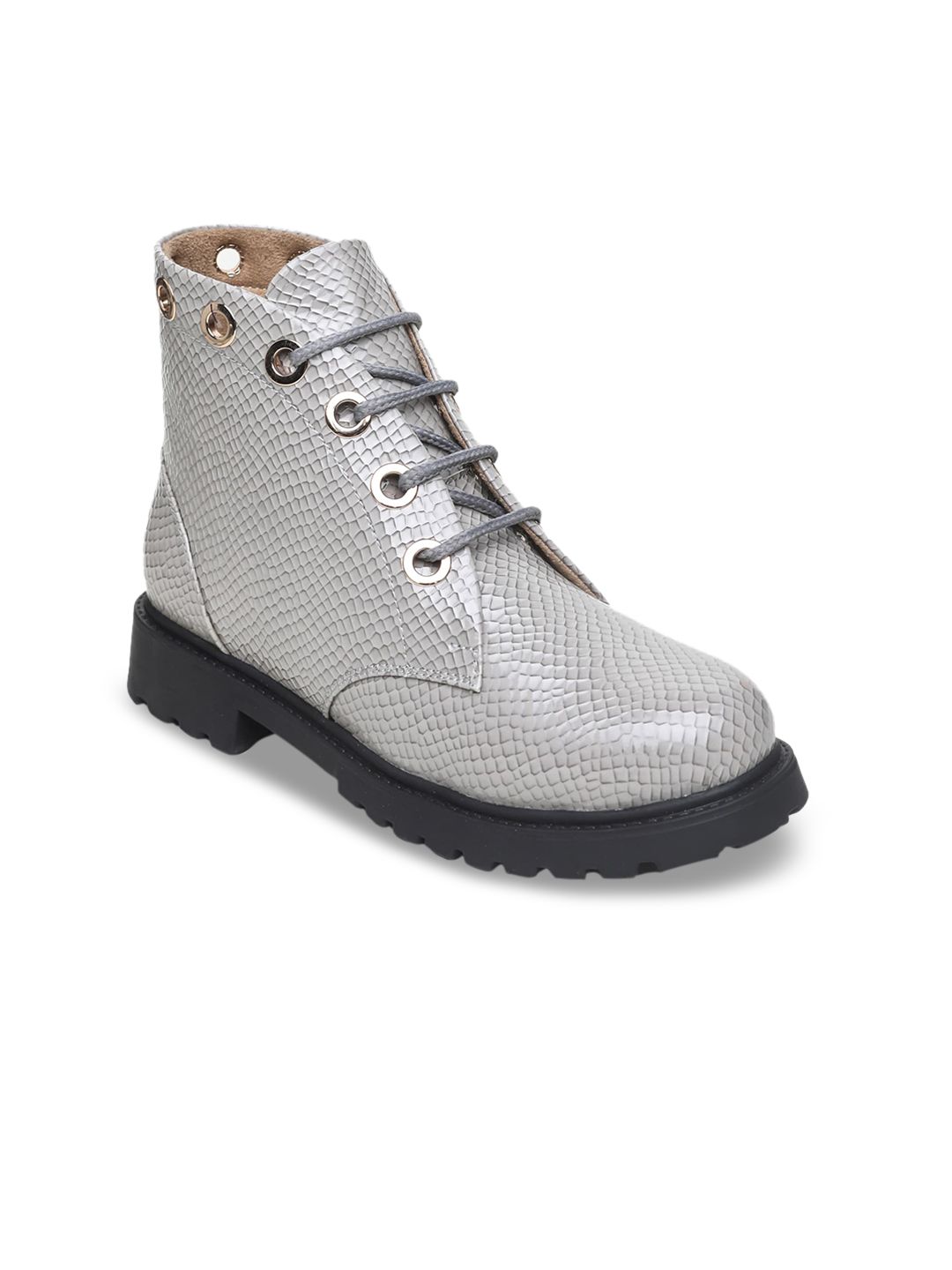 VALIOSAA Women Grey Block Heeled Boots Price in India