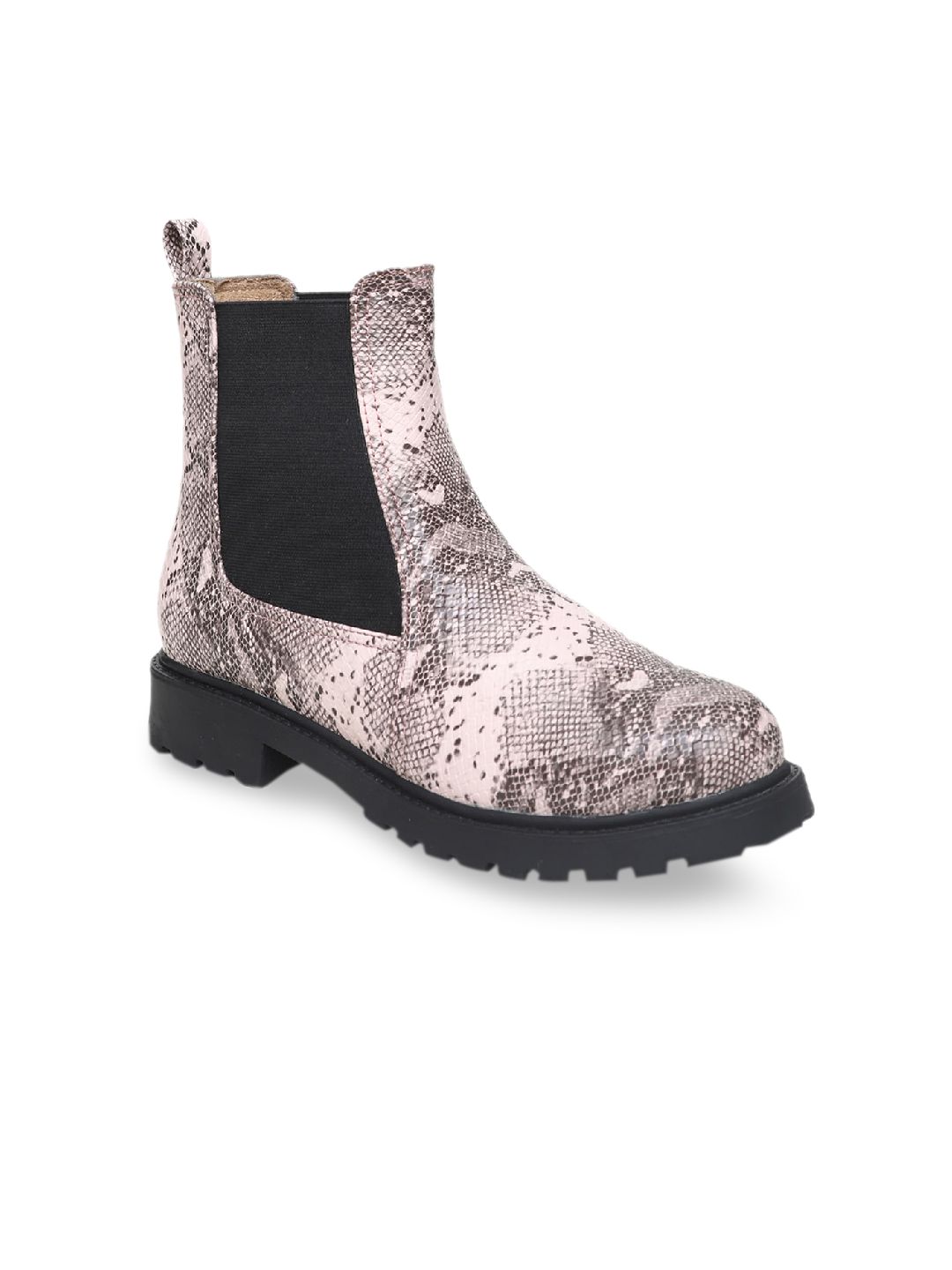 VALIOSAA Pink Printed Flatform Heeled Boots Price in India