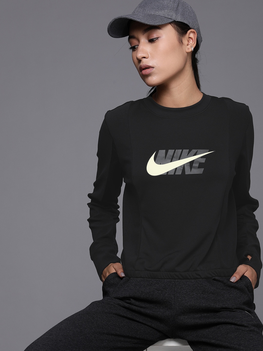 Nike Women Black Dri-FIT Icon Clash Running Midlayer Price in India