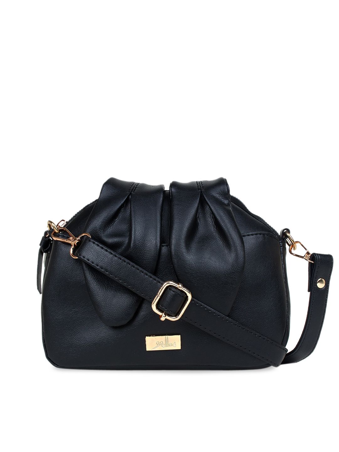 yelloe Black Textured Sling Bag Price in India