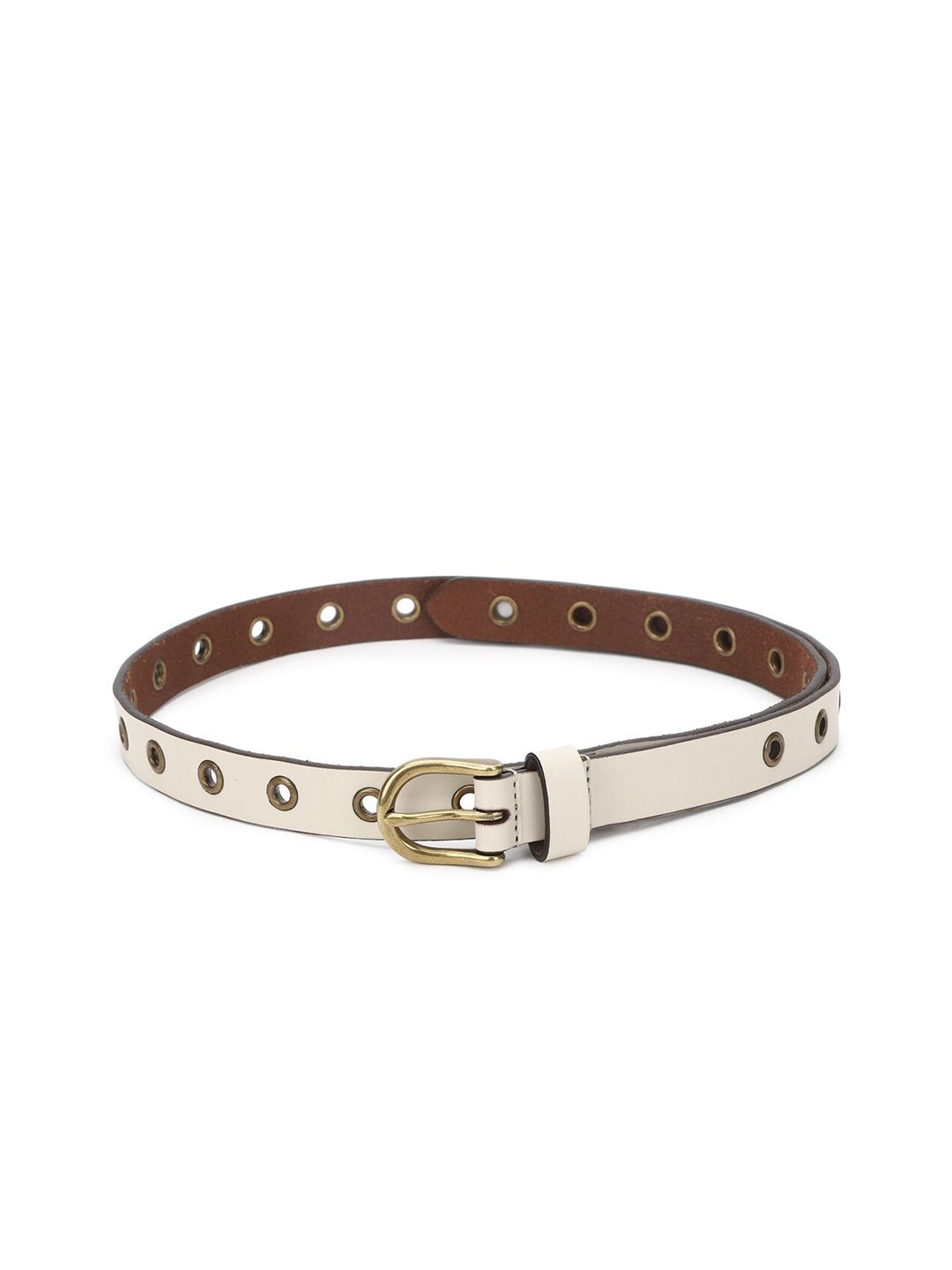 AMERICAN EAGLE OUTFITTERS Women Cream-Coloured Leather Belt Price in India