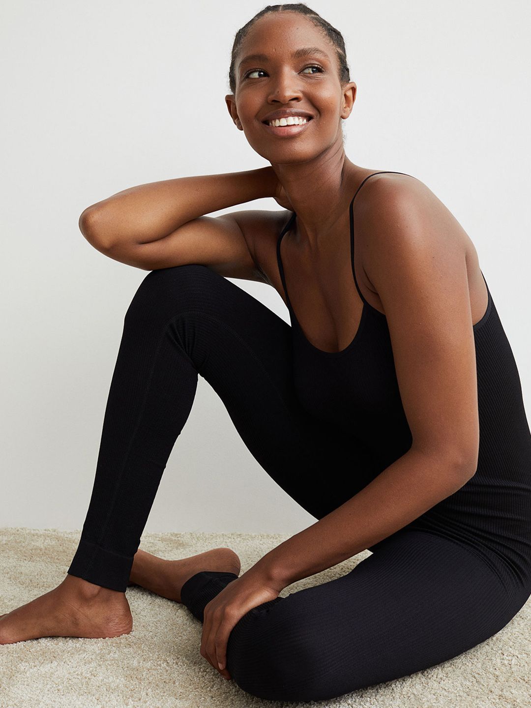 H&M Women Black Seamless Jumpsuit Price in India