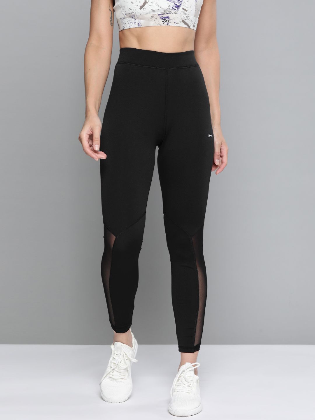 Slazenger Women Black Solid Net Rapid-Dry Sports Tights Price in India