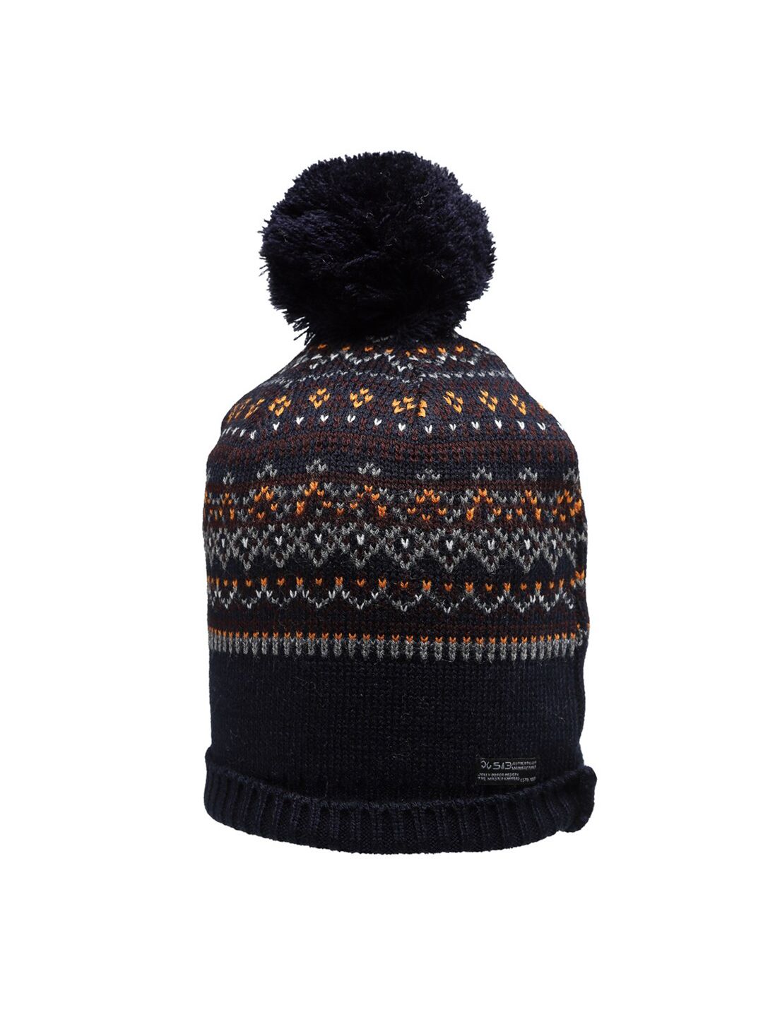 513 Women Navy Blue Self Design Beanie Price in India